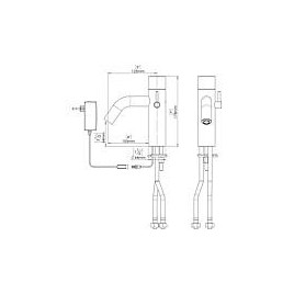 Mitigeur de lavabo Benkiser Metrix Fashion, déport 125 mm, capteur IR alimentation secteur