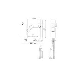 Mitigeur de lavabo Benkiser Metrix Fashion, déport 125 mm, capteur IR fonctionnement sur pile