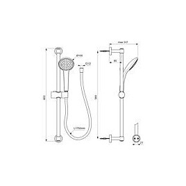 Combinaison de douche Idealrain 600 mm, noir mat