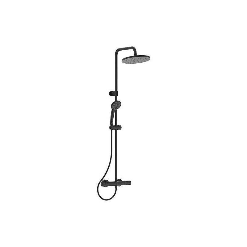 Colonne de douche IdealStandard Ceratherm T25, douchette, pomme de douche Ø 200 mm et mitigeur thermostatique noir mat