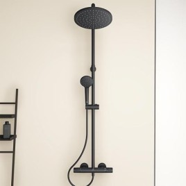 Colonne de douche IdealStandard Ceratherm T25, douchette, pomme de douche Ø 200 mm et mitigeur thermostatique noir mat