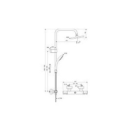 Colonne de douche IdealStandard Ceratherm T25, douchette, pomme de douche Ø 200 mm et mitigeur thermostatique noir mat