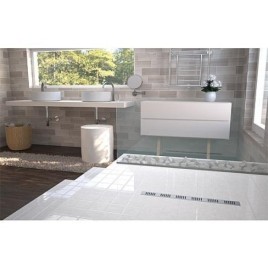 Bonde de douche Basicflow, longueur 900mm, avec film d’étanchéité 1100x250mm 2x grille inclus