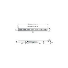 Bonde de douche Basicflow, longueur 900mm, avec film d’étanchéité 1100x250mm 2x grille inclus