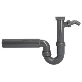 Siphon pour évier 11/2’’ DN50 avec raccord de flexible *** sans rosace *** en matière recyclée