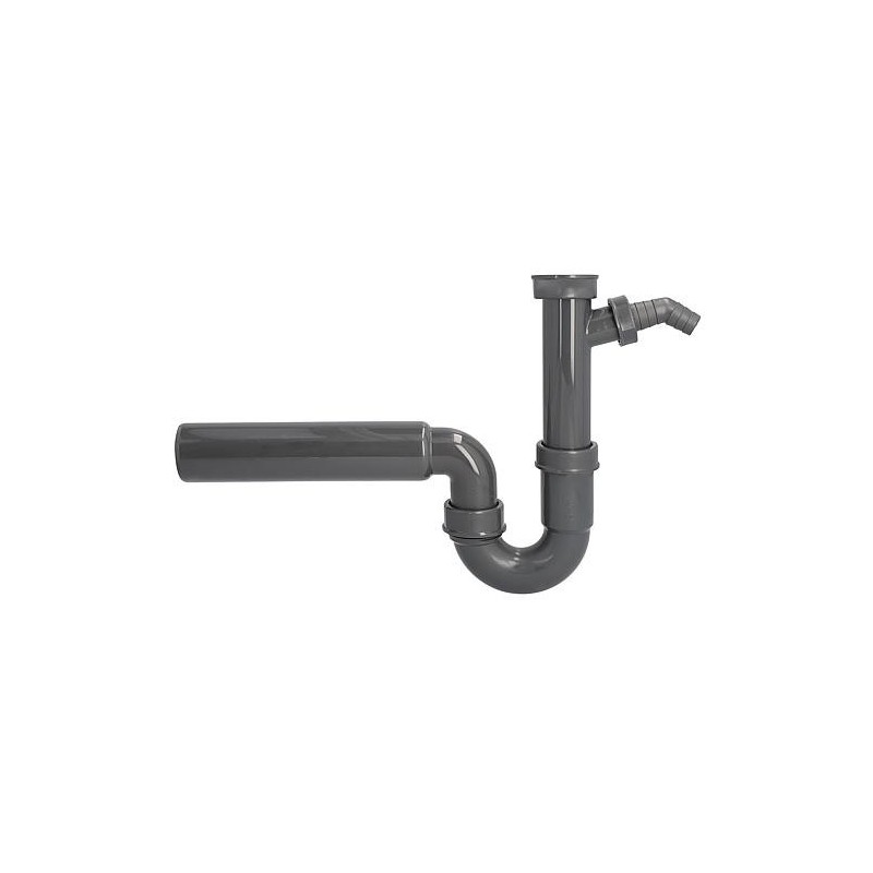 Siphon pour évier 11/2’’ DN50 avec raccord de flexible *** sans rosace *** en matière recyclée