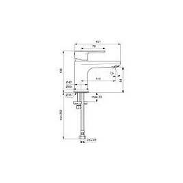 Mitigeur lavabo Ideal Standard Cerafine O, saillie de 114 mm, chromé, sans garniture d’écoulement