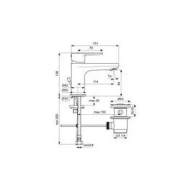 Mitigeur lavabo Ideal Standard Cerafine O, saillie de 114 mm, chromé, sans garniture d’écoulement