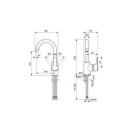 Mitigeur monocommande pour lavabo Connect Blue avec bec haut s. garn. d’écoul.