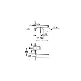 Mitigeur de lavabo mural Grohe Eurosmart chromé UP 2 trous saillie 171 mm