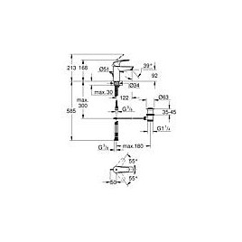 Mitigeur de lavabo Grohe Eurosmart S-Size basse pression, saillie 109 mm avec bonde à tirette, chromé