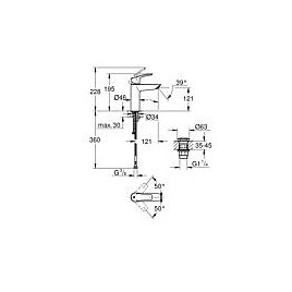 Mitigeur de lavabo Grohe Eurosmart M-Size, chromé avec écoulement push-open avec protection thermique contre les brûlures