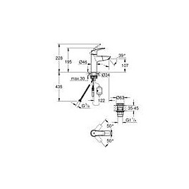 Mitigeur WC Grohe Eurosmart M-Size, chromé avec garniture d’écoulement et douchette de rinçage