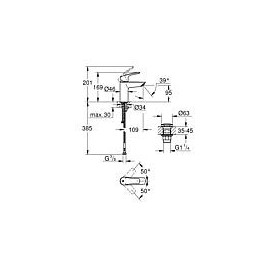 Mitigeur de lavabo Grohe Eurosmart S-Size, chromé avec écoulement push-open avec protection thermique contre les brûlures