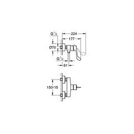 Mitigeur monocommande pour douche Grohe Eurosmart, chromé levier long