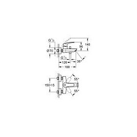 Mitigeur bain/douche Grohe Eurosmart, saillie 188 mm, chromé