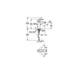 Mitigeur de lavabo Grohe Eurosmart M-Size, chromé avec chaînette escamotable