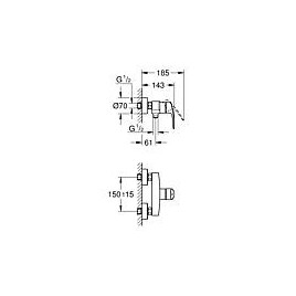 Mitigeur de douche Grohe Eurosmart, Saillie 61 mm, chromé