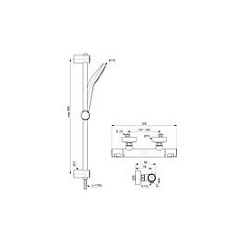 Set de douche Ideal Standard avec thermostat de douche, chromé Ceratherm 50, 600 mm