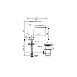 Mitigeur de lavabo Ideal Standard Cerafine D s. garn. d’écoul.