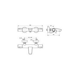 Thermostat de baignoire apparent Ideal Standard Ceratherm T50, charge utile bec 78 mm