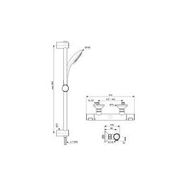 Set de douche Ideal Standard avec thermostat de douche, chromé Ceratherm 25, 600 mm