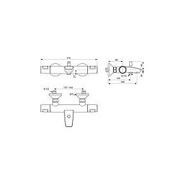 Thermostat de baignoire apparent Ideal Standard Ceratherm T25, charge utile bec 124 mm