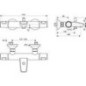 Thermostat de baignoire apparent Ideal Standard Ceratherm T25, charge utile bec 124 mm