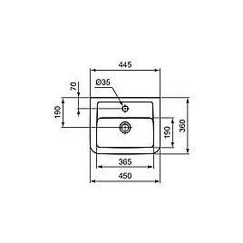 Lave-mains Eurovit Plus 1 trou pour robinetterie, blanc, l x H x P : 450 x 170 x 360 mm