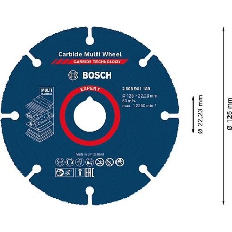 Disque à tronçonner BOSCH EXPERTCarbide Multiwheel Ø 115 x 22,23 mm