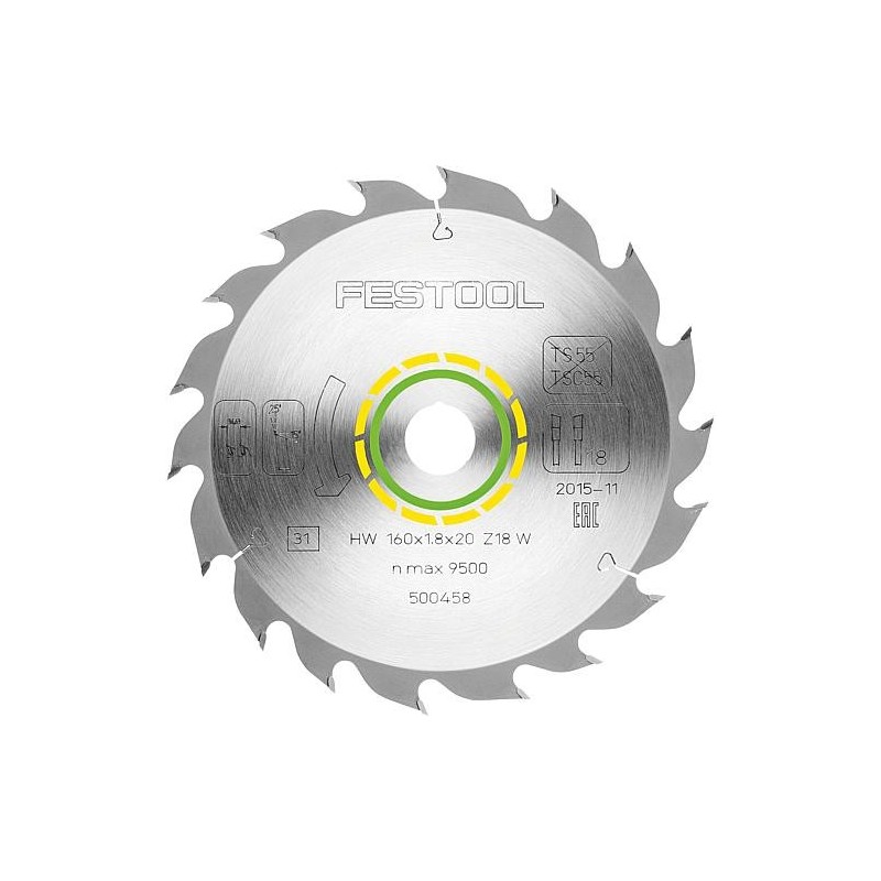 Lame de scie circulaire Festool 160 x 20 x 1,8 mm, 18 dents