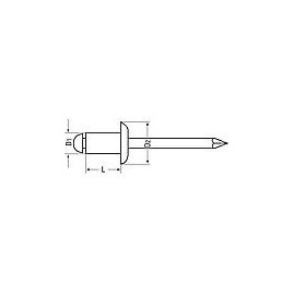 Rivet aveugle cuivre/acier Tete plate Ø 3x8mm, UE 500 pcs