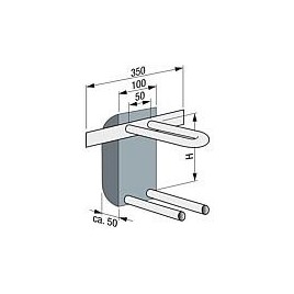 Boîtier mural en EPP un.coudée tube cuivre 15 x 1,0mm,H 280mm en U boî.iso inc