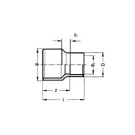 PVC-U - Raccord adhesif Reduction longue, 25 x 12 mm, avec support et manchon adhesif