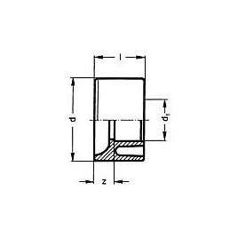 PVC-U - Raccord adhesif Reduction courte, 40 x 20 mm, avec support et manchon adhesif