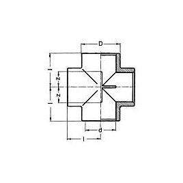 PVC-U - Manchon adhesif Piece en croix, 25 mm, manchon adhesif universel