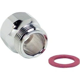 Reduction laiton chrome fil fem 3/4", fil mâle 3/4" avec trou 18 mm pour becs mobiles ,