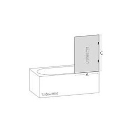 Paroi baignoire Farfalla 700x1400 mm verre sécurité 8 mm ETC 1 partie pivotante