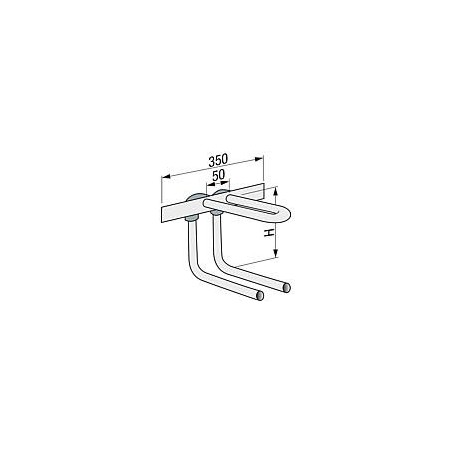 Liaison murale avec raccord radiateur tube acier C 15x1,2 mm, H 240 mm Forme U sans isolation