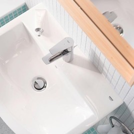 Mitigeur de lavabo Grohe BauEdge S-Size saillie 93 mm chrome sans garniture d’écoulement