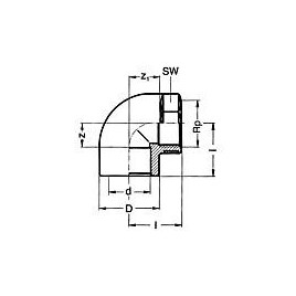 PVC-U - Raccord adhesif Coude 90°, 20 mm x 1/2", filetage cylindrique unilateral