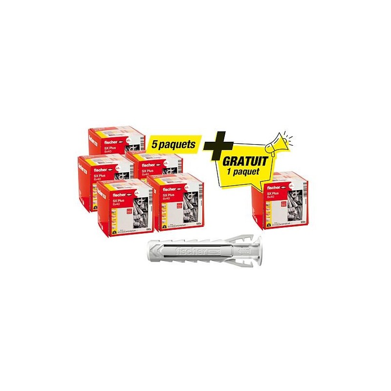 Kit Promo Fischer contenant 5 x 94 033 02 + gratuit 1x 94 033 02 cheville SX