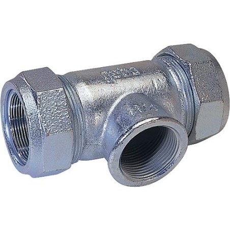 Accoup de serrage en fonte malleable fem/fem, Gaz PN 4, eau PN 16, Type T 1 1/4" (42,4) Sortie avec filet fem ",