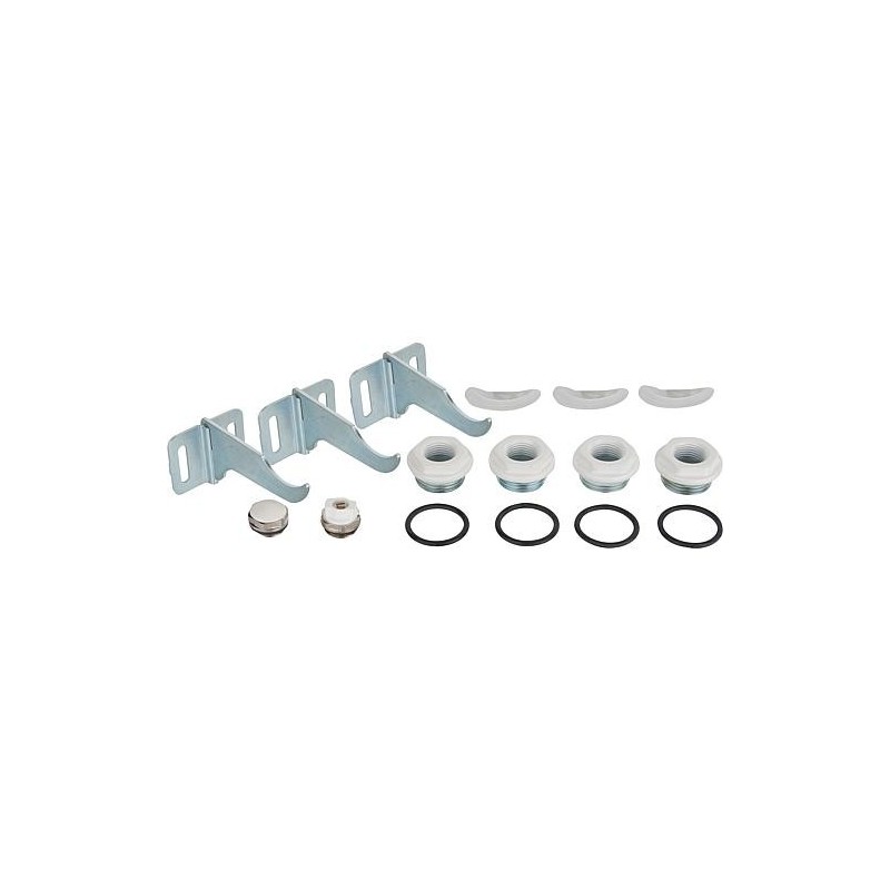 Kit bouchons de raccordement A82 pour Dual 80, G1"x1/2", RAL 9010 Supports et purgeurs inclus