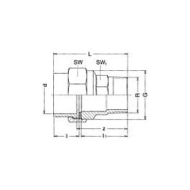 PVC-U - Raccord adhesif Raccord visse PVC-U/V2A, 63 mm x 2", filet male ,