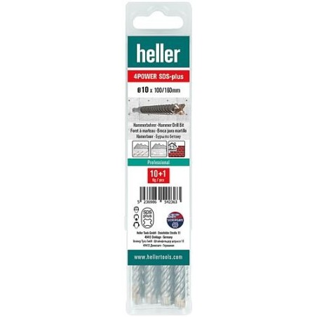 Foret marteau perforateur HELLER 4POWER avec insert SDS-Plus Ø: 10,0x x 150/210mm UE 11 pcs