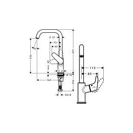 Mitigeur de lavabo Hansgrohe 240 Focus saillie 160 mm chrome sans robinetterie d’écoulement