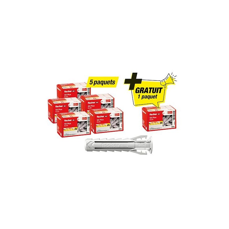 Kit Promo Fischer contenant 5 x 94 033 01 + gratuit 1x 94 033 01 cheville SX