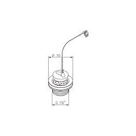 Soupape d ecoulement 1 1/2" x 30 mm avec bouchon et chainette