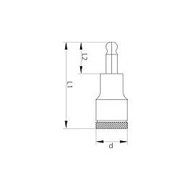 Embout de tournevis GEDORE 1/2" six pans creux avec tete spherique SW 6,0mm, longueur 60mm